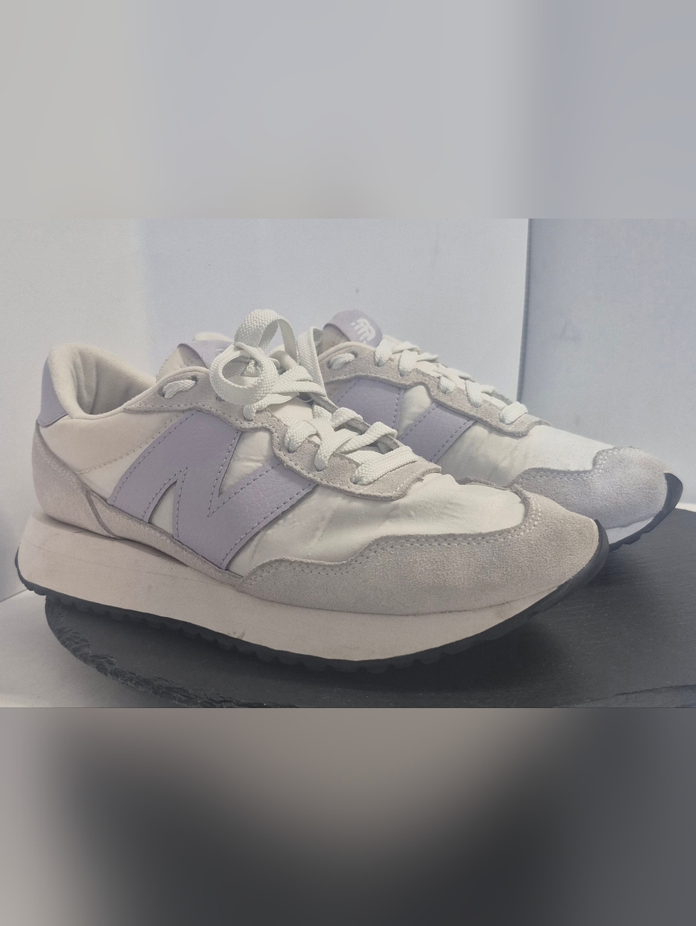 New Balance 237 Unisex Zises Women's 8 Men's 6.5 White Purple Gray Sneakers